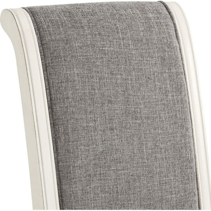 Belleza Antique White Solid Wood Upholstered Dining Chairs, Set of 2