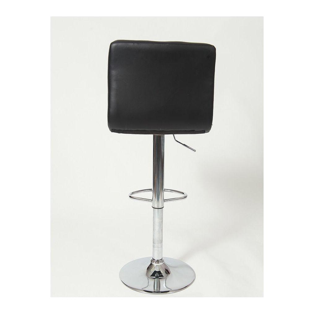 Swivel Faux Leather Adjustable Hydraulic Bar Stool, Set of 2, Black