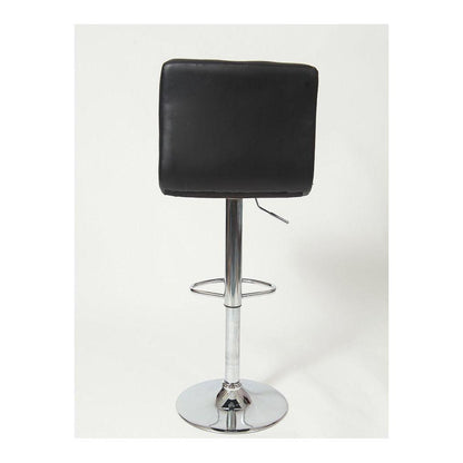Swivel Faux Leather Adjustable Hydraulic Bar Stool, Set of 2, Black