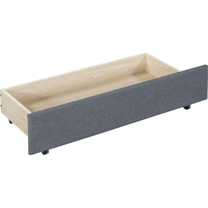 Full Size Upholstered Daybed with 2 Storage Drawers Sofa Bed Frame No Box Spring Needed, Linen Fabric (Gray)