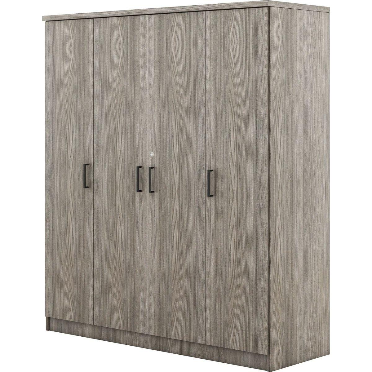 4-Door Wardrobe with 1 Drawer, Gray
