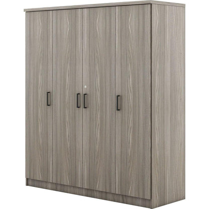 4-Door Wardrobe with 1 Drawer, Gray