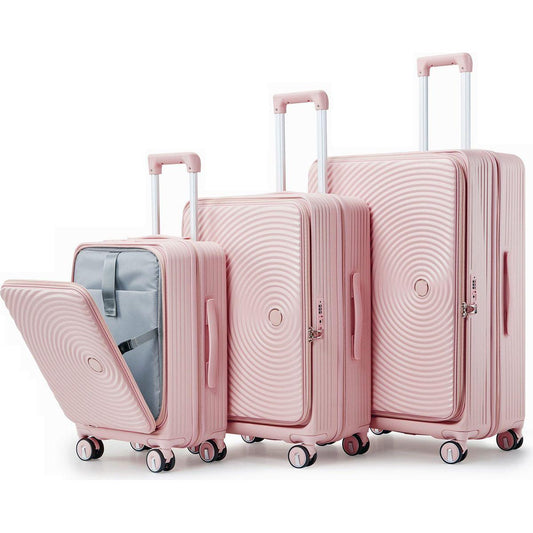 Luggage Sets 3 Piece(20/24/28), Expandable Carry On Luggage with TSA Lock Airline Approved, 100% PC Hard Shell and Lightweight Suitcase with Front Pocket and Spinner Wheels