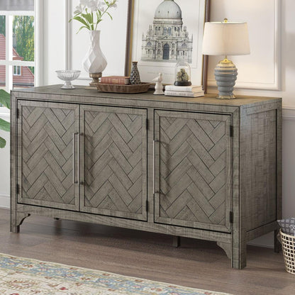 Designed Storage Cabinet Sideboard with MDF+Pine veneer, Adjustable Shelves, Suitable for Living Rooms, Entrance and Study Rooms.