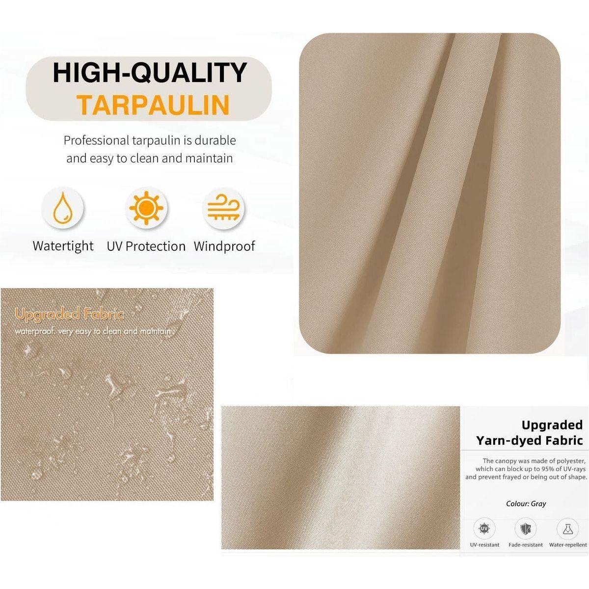 Replacement Canopy Top Cover Fabric for 13 x 10 Ft Outdoor Patio Retractable Pergola Sun-shelter Canopy-Khaki