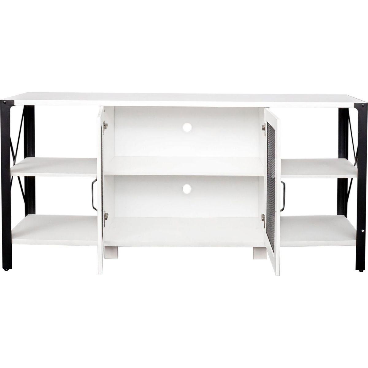 TV Stands for Living Room, Industrial TV Stand for Bedroom Furniture, Farmhouse TV Stand 80 Inch Television Stand, Modern Horizontal Wood and Metal Open Bookshelf