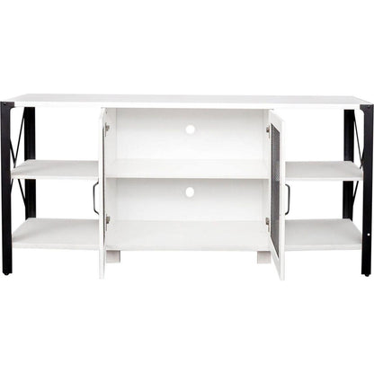 TV Stands for Living Room, Industrial TV Stand for Bedroom Furniture, Farmhouse TV Stand 80 Inch Television Stand, Modern Horizontal Wood and Metal Open Bookshelf