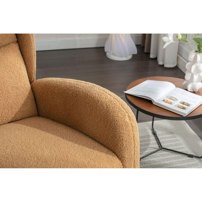 Teddy Fabric Rocking Chair With Packet Wood Legs,Khaki