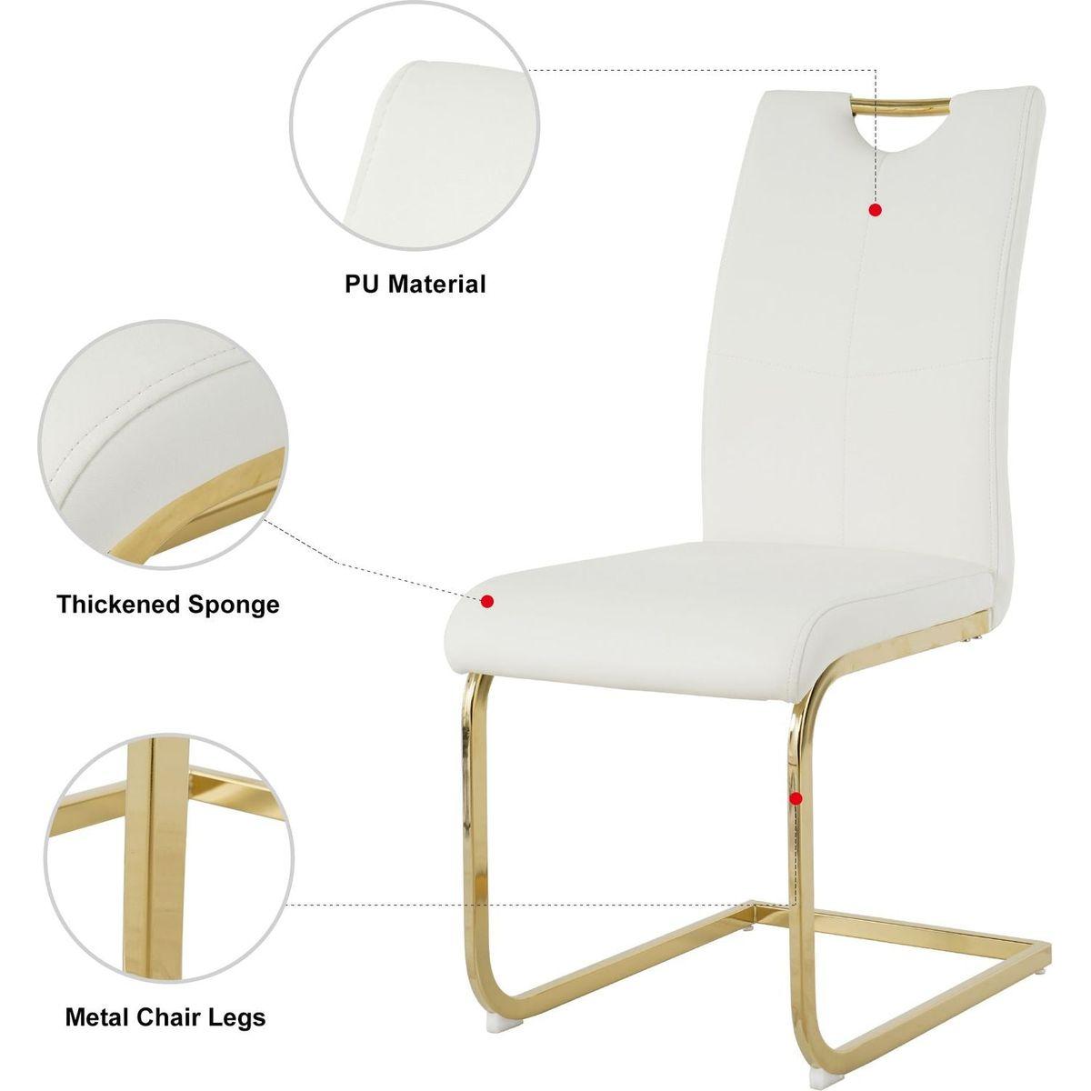 Modern Dining Chairs with Faux Leather Padded Seat Dining Living Room Chairs Upholstered Chair with gold Metal Legs Design for Kitchen, Living, Bedroom, Dining Room Side Chairs Set of 4
