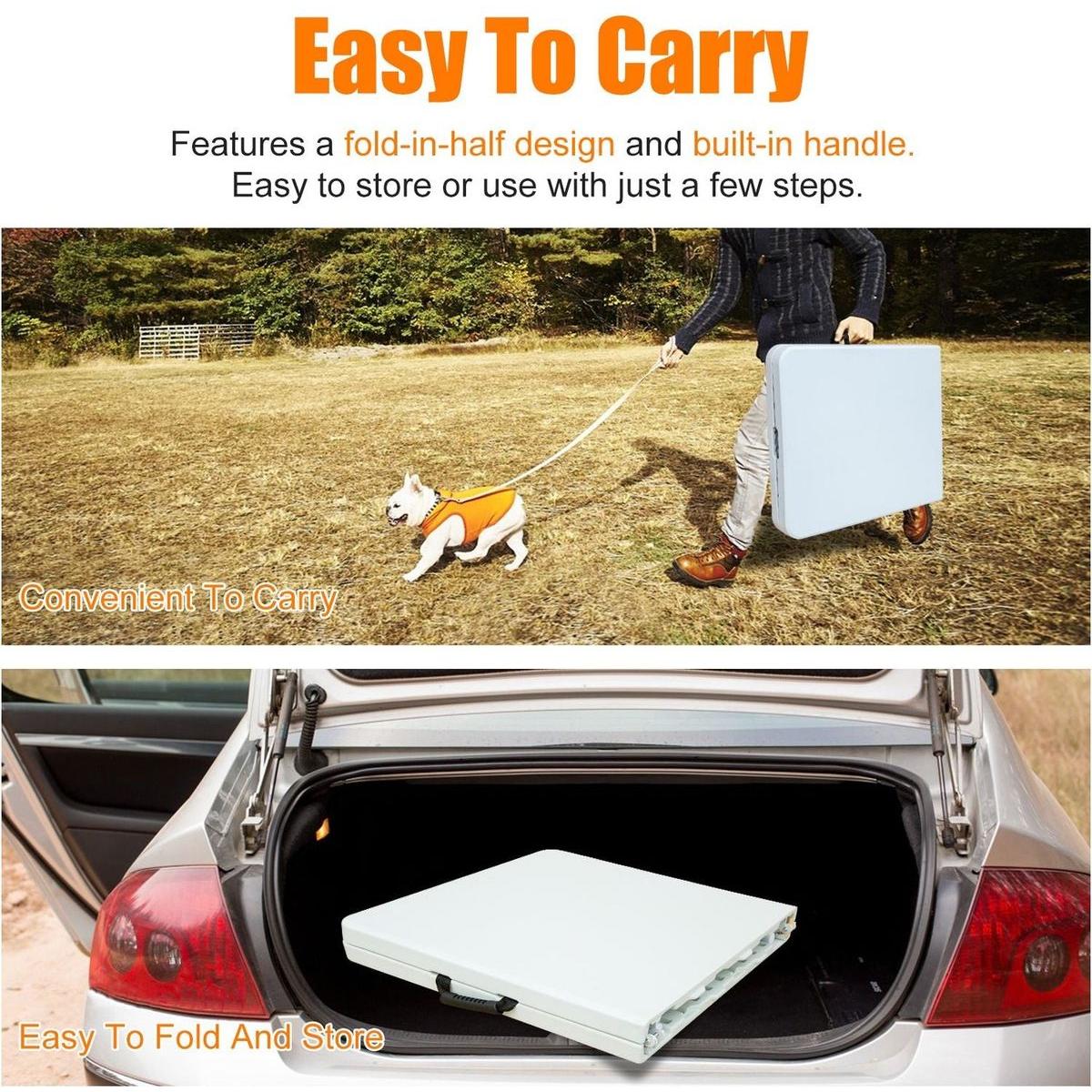 4ft Portable Folding Table Indoor&Outdoor Maximum Weight 135KG Foldable Table for Camping White