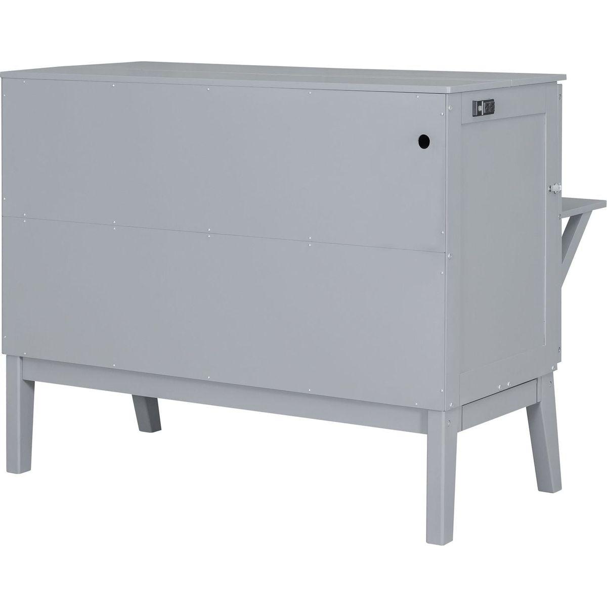 Full Size Murphy Bed with USB Port and removable Shelves on Each Side,Gray