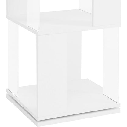 6 tier Rotating Bookshelf, Floor Rack Simple Bookcase with Acrylic plate Student Multi-Function Creative Bookshelf for Living Room