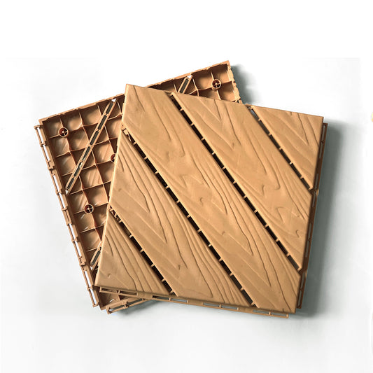 Plastic Composite Deck Tiles Set of 35pcs, Composite Decking Resist Rust, Water, Weather, Easy to DIY & Maintain, Ideal for Patios, Balconies, Rooftops, Decks, Indoor&Outdoor, 12x12" Wood color