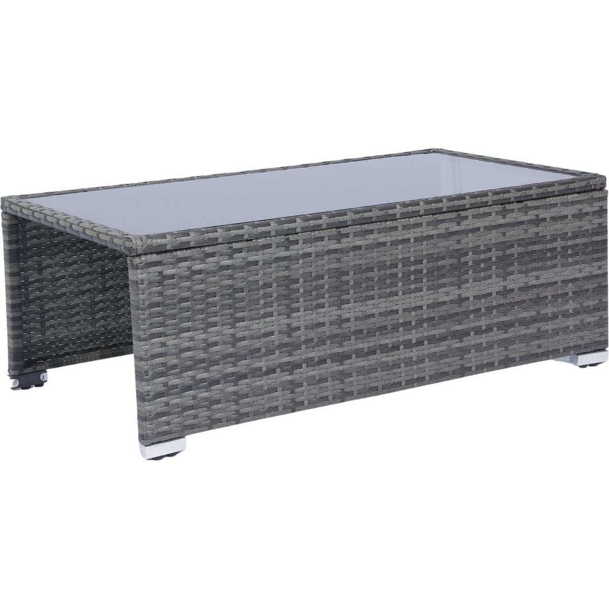 8 Piece Patio Sectional Wicker Rattan Outdoor Furniture Sofa Set with One Storage Box Under Seat and Cushion Box Grey wicker + Black Cushion + Clear Glass Top