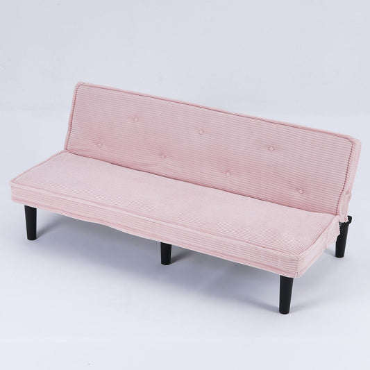 Modern corduroy sofa bed, black/beige/pink, 66 inches