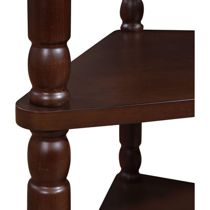 33.8" Small Triangle Corner Table, Wood Corner Side Table for Small Spaces/ Living Room, 3 Tier End Corner Table with Solid Wood Legs, Light Espresso