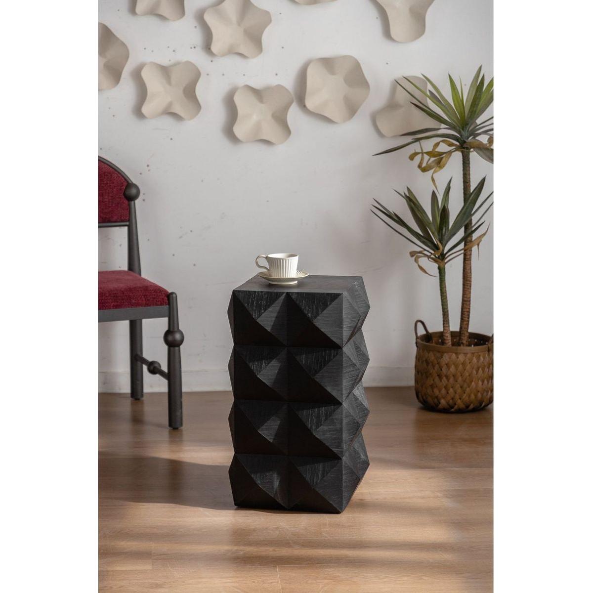 23.62"Height Three-dimensional Embossed Pattern Design Retro Coffee Table Retro Furniture Black - Streamdale Furniture