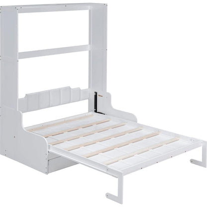 Queen Size Murphy Bed Wall Bed with Cushion,White