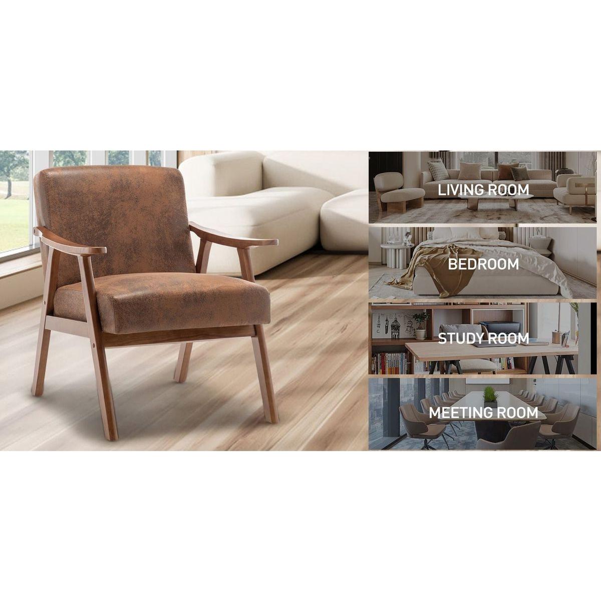 Mid-Century Modern Chair, Living Room Chair with Solid Wood Frame, Accent Chair Extra-Thick Backrest, Wingback Chair for Bedroom, Reading Room, Living Room, Lounge Chair Indoor