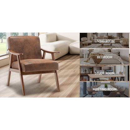 Mid-Century Modern Chair, Living Room Chair with Solid Wood Frame, Accent Chair Extra-Thick Backrest, Wingback Chair for Bedroom, Reading Room, Living Room, Lounge Chair Indoor