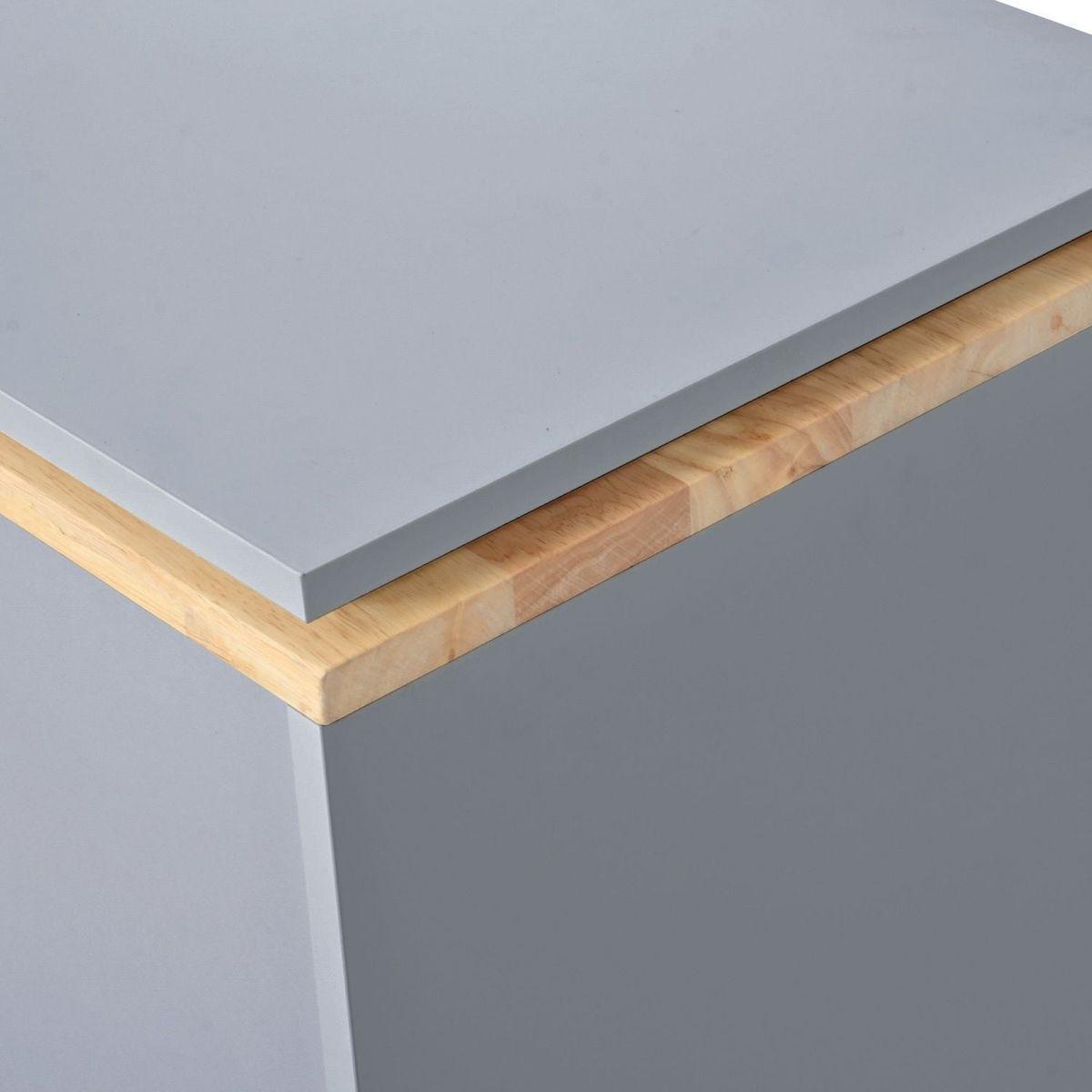 Rolling Kitchen Island With Movable Extended Table, Kitchen Cabinet on Wheels with Power Outlets and 2 Fluted Glass Doors, Kitchen Island with a Storage Compartment and Side 3 Open Shelves, Grey