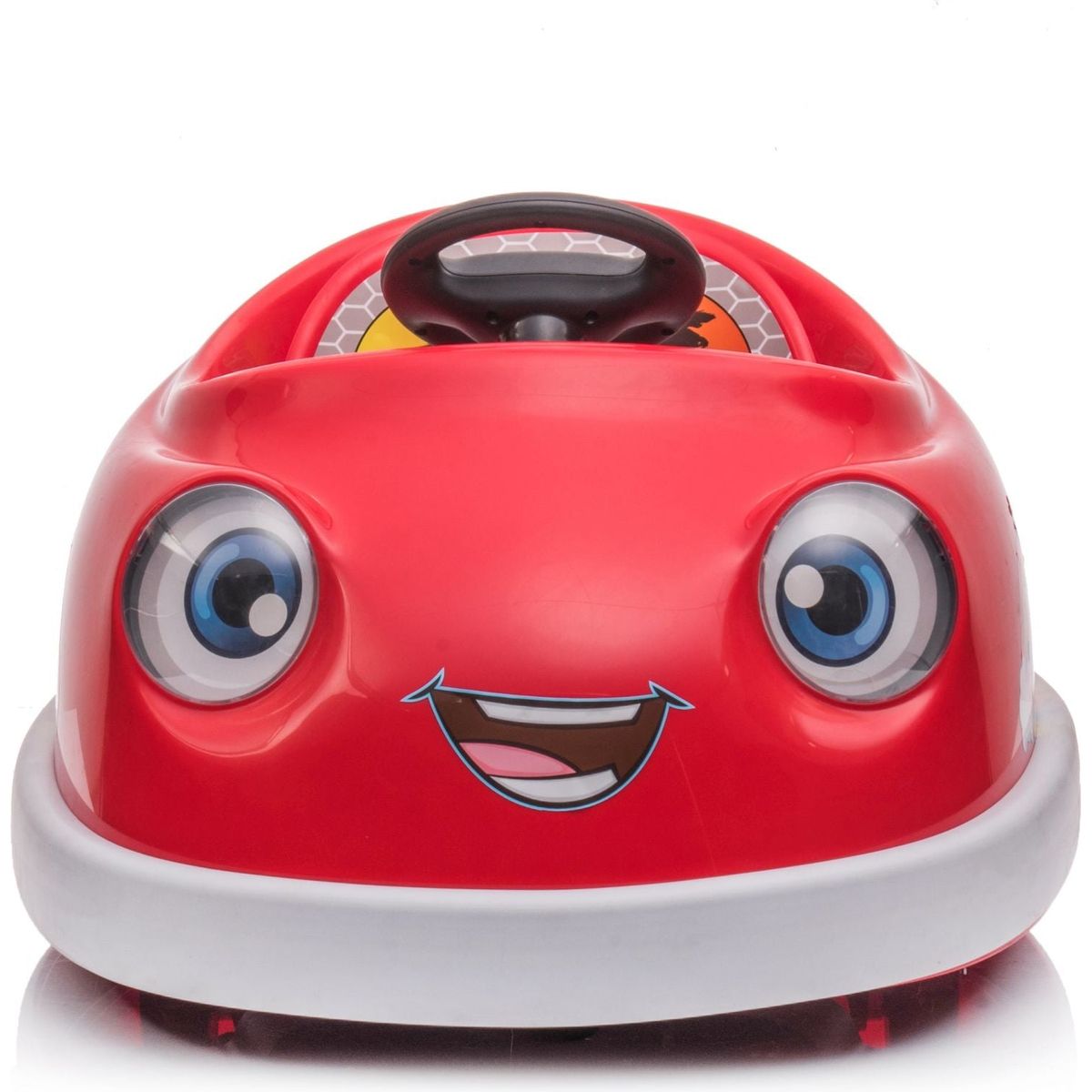 Bumper Car for Kids, 12v Dual Drive 1-6 Years Old Children's Electric Car with Pushrod Dinner Plate USB BT Music Rocking Horse Mode Anti-Collision Bumper Ride on Car