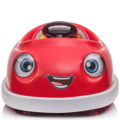 Bumper Car for Kids, 12v Dual Drive 1-6 Years Old Children's Electric Car with Pushrod Dinner Plate USB BT Music Rocking Horse Mode Anti-Collision Bumper Ride on Car