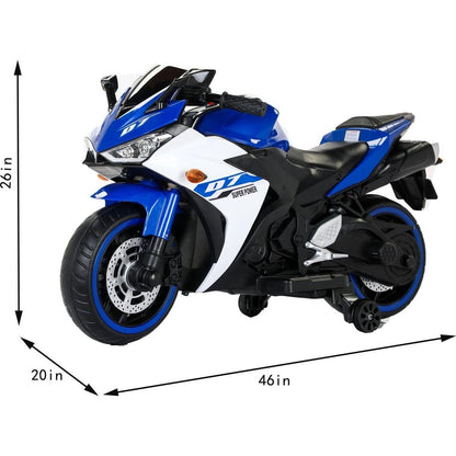 Tamco Electric motorcycle/ 12V Kids toys motorcycle/Kids electric car/electric ride on toys for 3 4 5 6 years Boys Girls with Training Wheels/manual throttle/ drive by hand/Lightting wheels