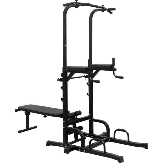 Power Tower with Bench Pull Up Bar Dip Station Adjustable Height Dip Stand Heavy Duty Multi-Function Fitness Rack