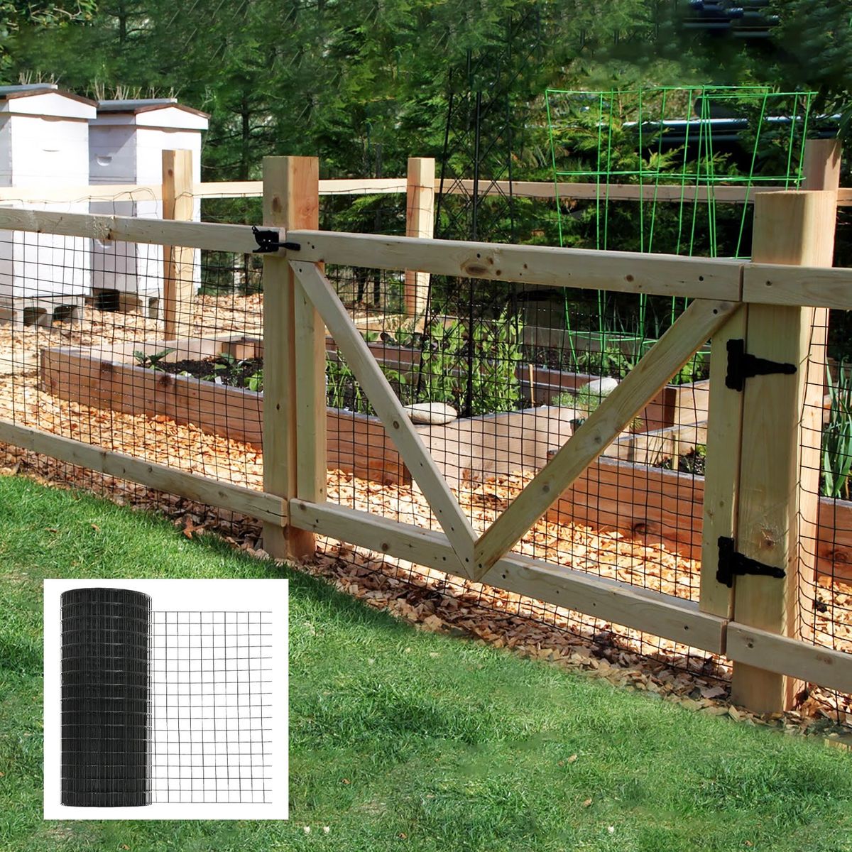 36 inchx50 ft Black Vinyl Coated Hardware Cloth 19 Gauge 1/4 inch Black PVC Hardware Cloth, Black Welded Wire Fence Supports Poultry-Netting Cage-Home Improvement and Chicken Coop - Streamdale Furniture
