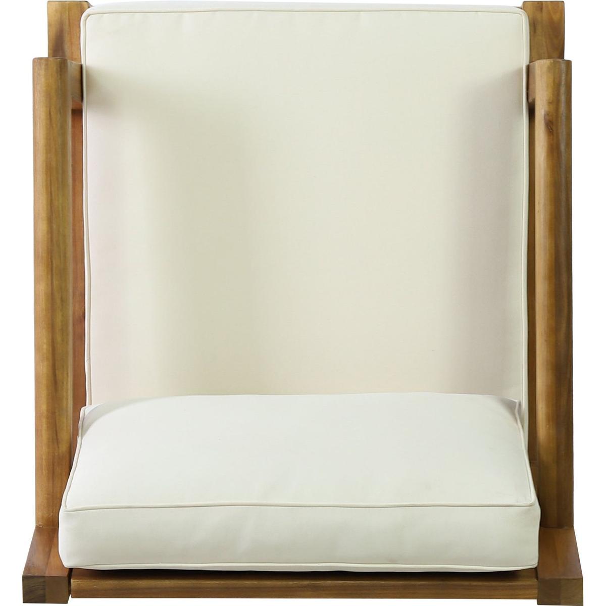 Outdoor Club Chairs with Cushions, 29" H X 26.5" W X 29" D, acacia wood + Teak Finish + Beige