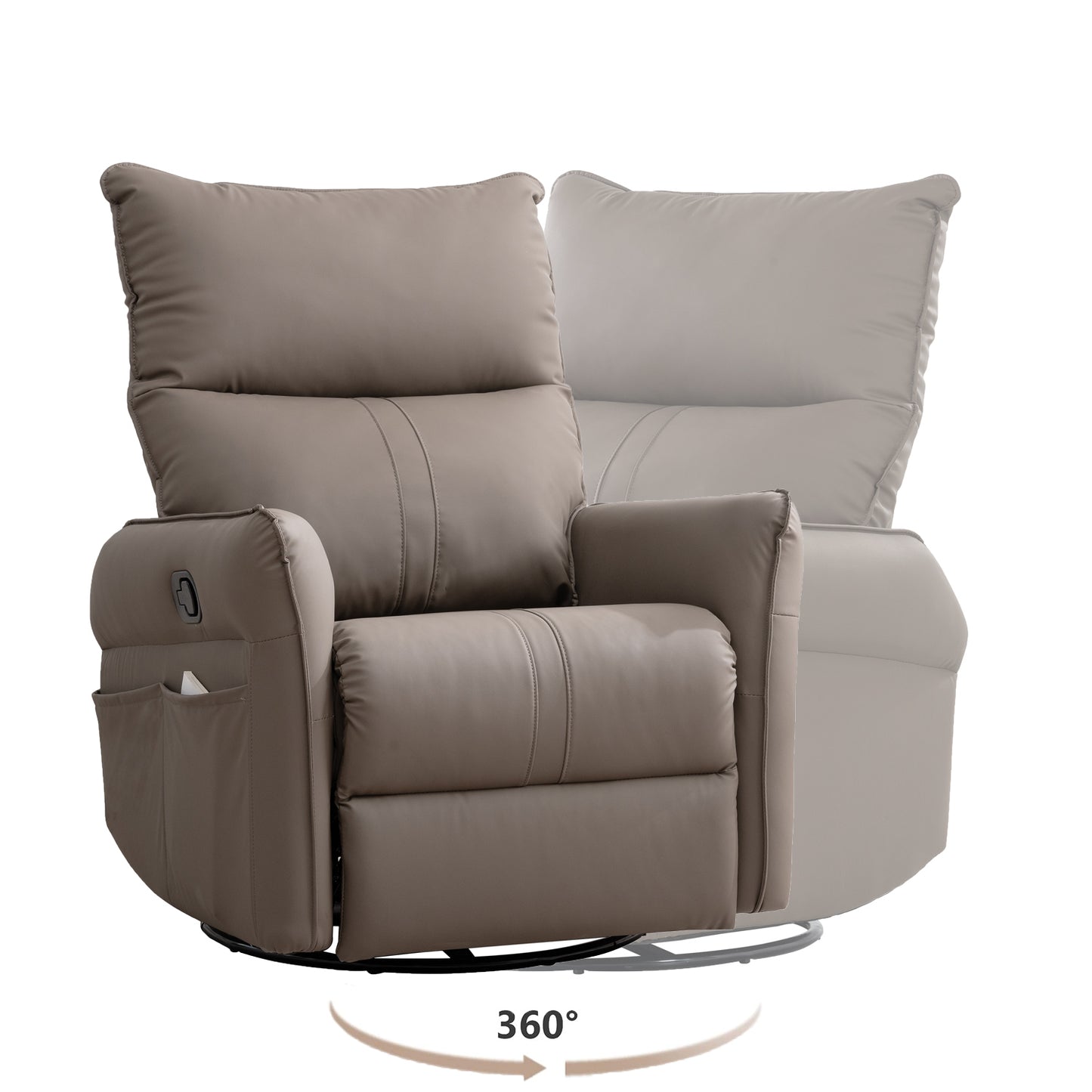 Rocking Recliner Chair,360 Degree Swivel Nursery Rocking Chair,Glider Chair,Modern Small Rocking Swivel Recliner Chair for Bedroom,Living Room Chair Home Theater Seat,Side Pocket(Brown)