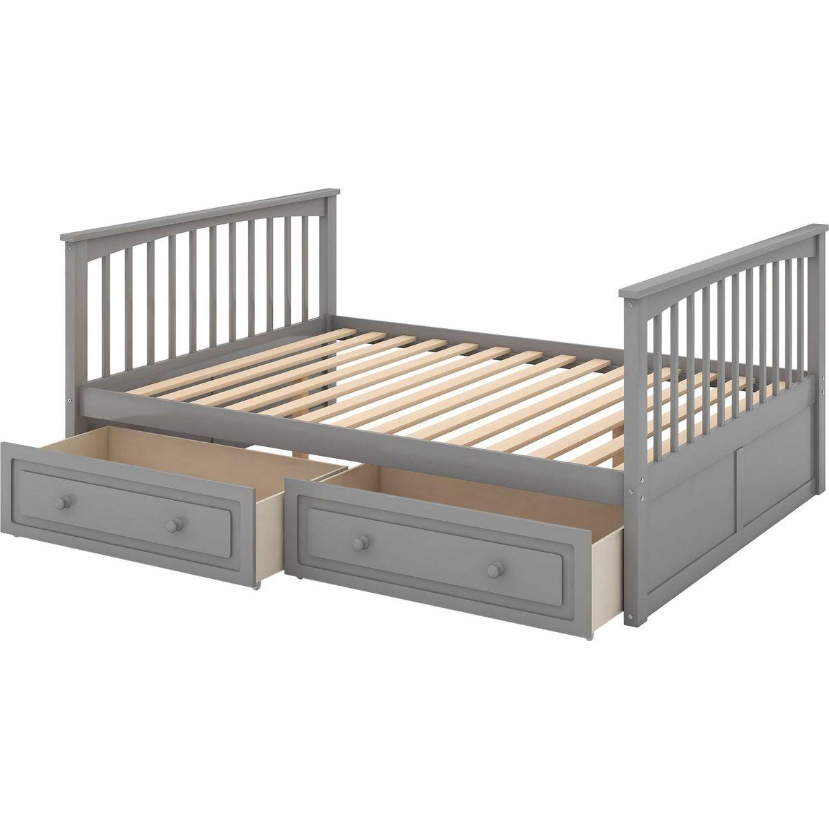 Full over Full Bunk Bed with Drawers, Convertible Beds, Gray