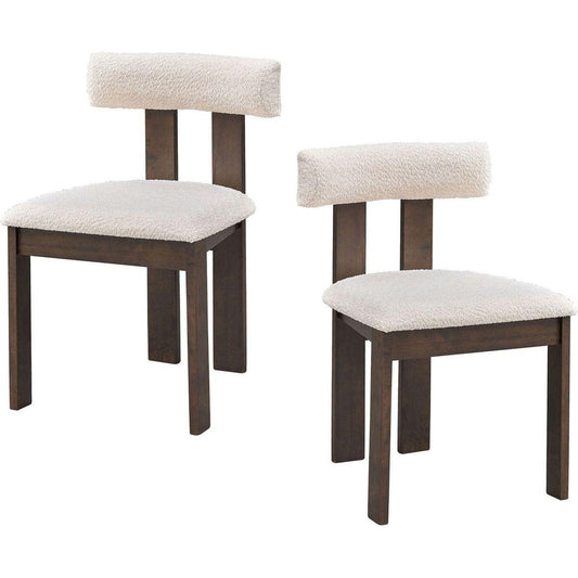 Wooden Dining Chairs Set of 2, Modern Boucle Upholstered Kitchen Side Chairs,Mid Century Modern Kitchen Chairs with Open Back Farmhouse Wooden Side Chairs for Dining Room,Living Room,Restaurant