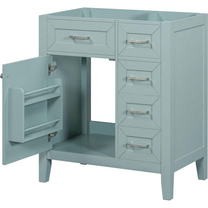 30" Bathroom Vanity without Sink, Cabinet Base Only, Bathroom Cabinet with Drawers, Solid Frame and MDF Board, Green