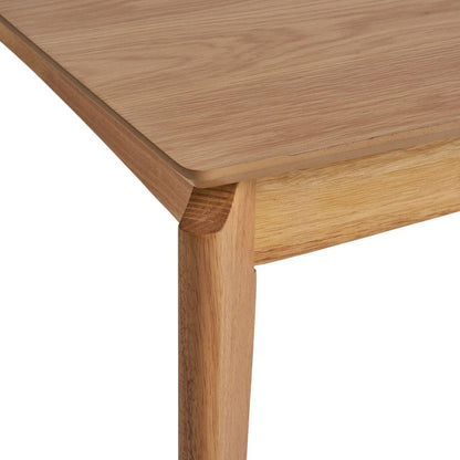 Dining Table, 6-Seater, Rubberwood with Walnut Veneer, Mid-Century, Natural Oak Finish