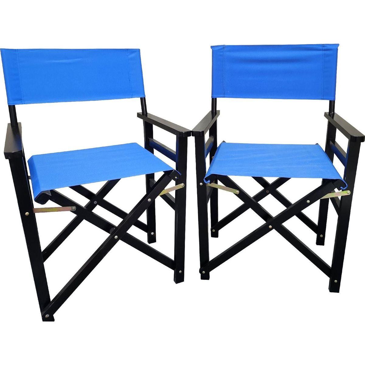 Folding Chair Wooden Director Chair Canvas Folding Chair Folding Chair 2pcs/set populus + Canvas (Color : Blue)