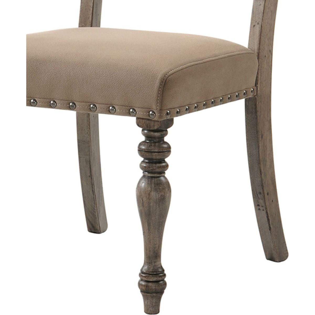 Birmingham Script Printed Driftwood Finish Dining Chair with Nail head, Set of 2