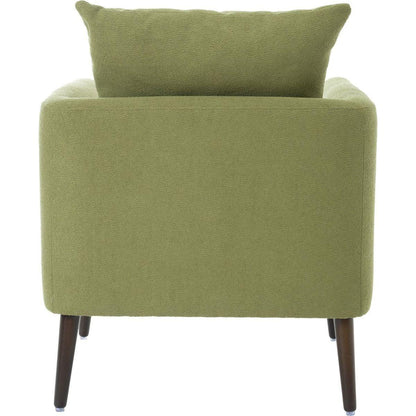 Barrel Chair, Modern Accent Chair, Fabric Armchair Club Chair,Upholstered Arm Chair with Solid Wood Legs,Waist Pillow,Padded Single Chair for Living Room/Bedroom/Study/Waiting Room,Olive Green