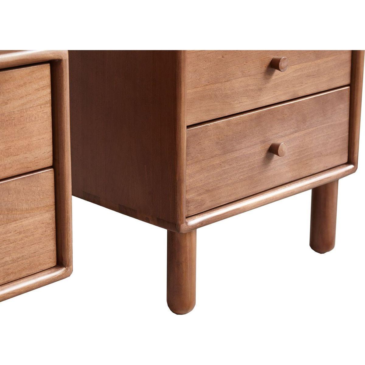 Storage Cabinet for Living Room - Free-Standing Corner Cabinets Storage Table with Vintage Glass Door,2 Shelves,2 Drawers & Brass Handle for Entryway Kitchen Hallway TV Stand, 37.4"H (Walnut)