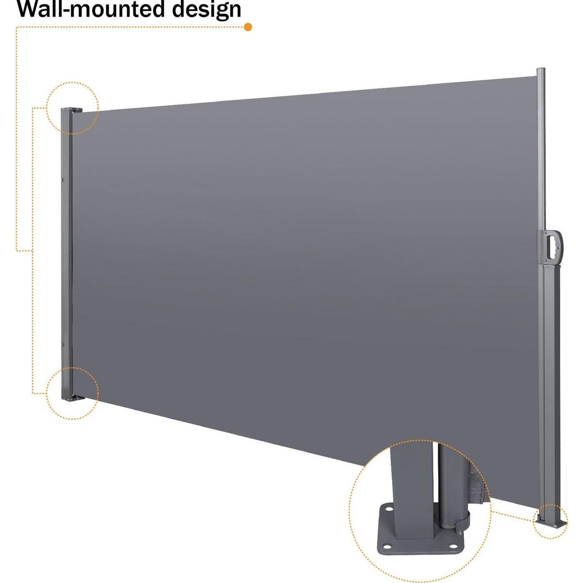 Retractable Side Screen Awning, UV Resistant, Waterproof, Patio Privacy Screen for Garden, Balcony, Courtyard(Dark Grey), 118.1" x 62.99"