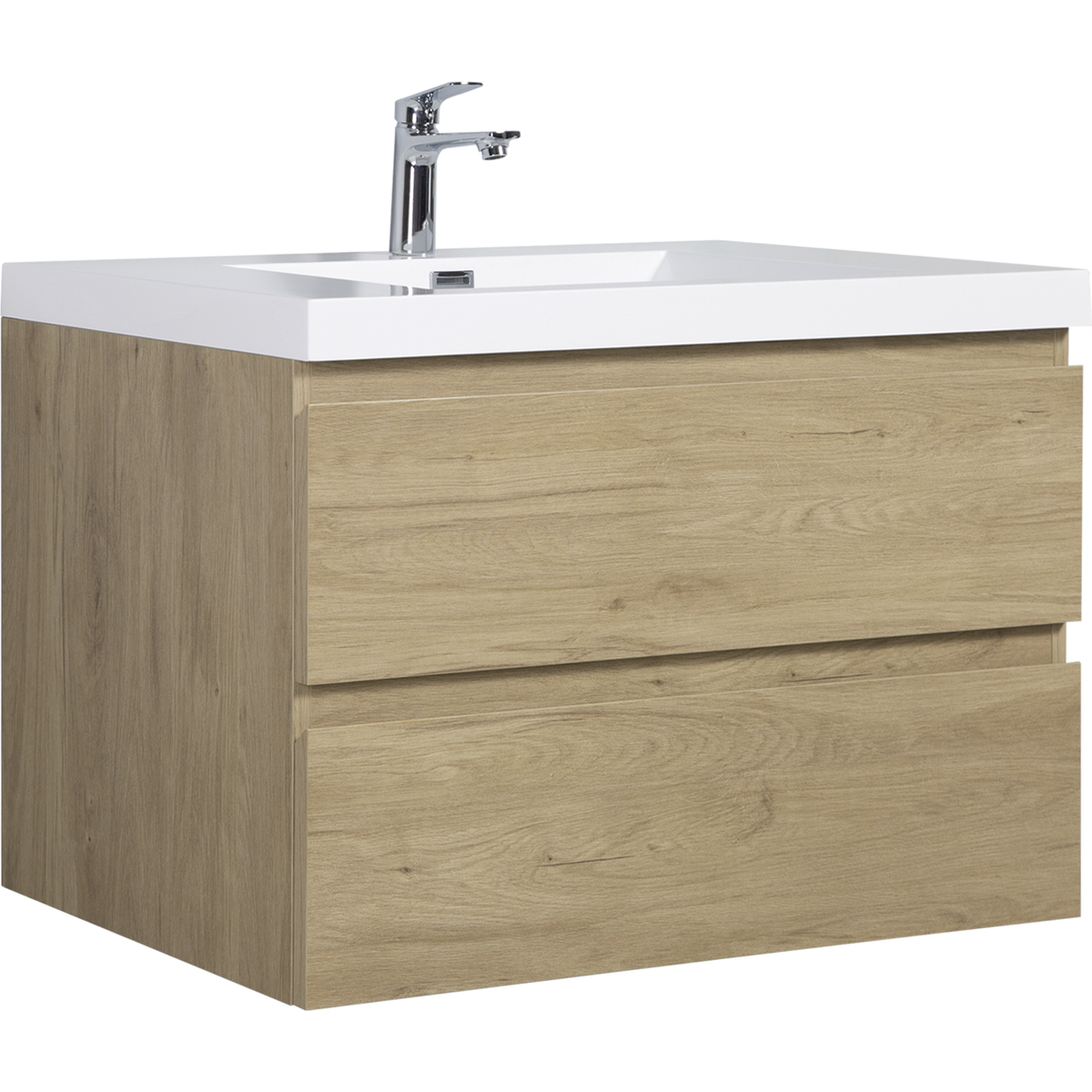 36" Floating Bathroom Vanity with Sink, Modern Wall-Mounted Bathroom Storage Vanity Cabinet with Resin Top Basin and Soft Close Drawers, Natural Oak