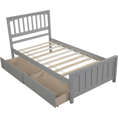 Twin size Platform Bed with Two Drawers, Gray
