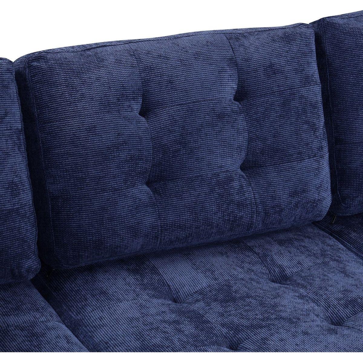 82.6" L-shape Sofa Bed Pull-out Sleeper Sofa with Wheels, USB Ports, Power Sockets for Living Room, Navy Blue