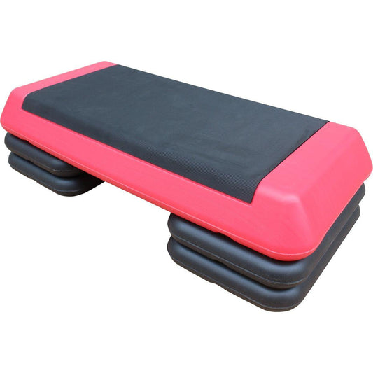 Adjustable Workout Aerobic Stepper in Fitness & Exercise Step Platform Trainer Red Black with 4 Risers