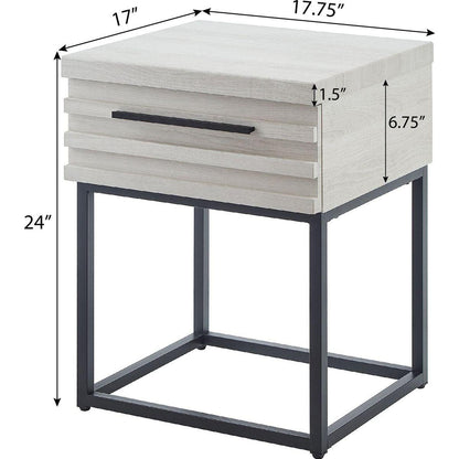 Celestial Contemporary Storage End table, White