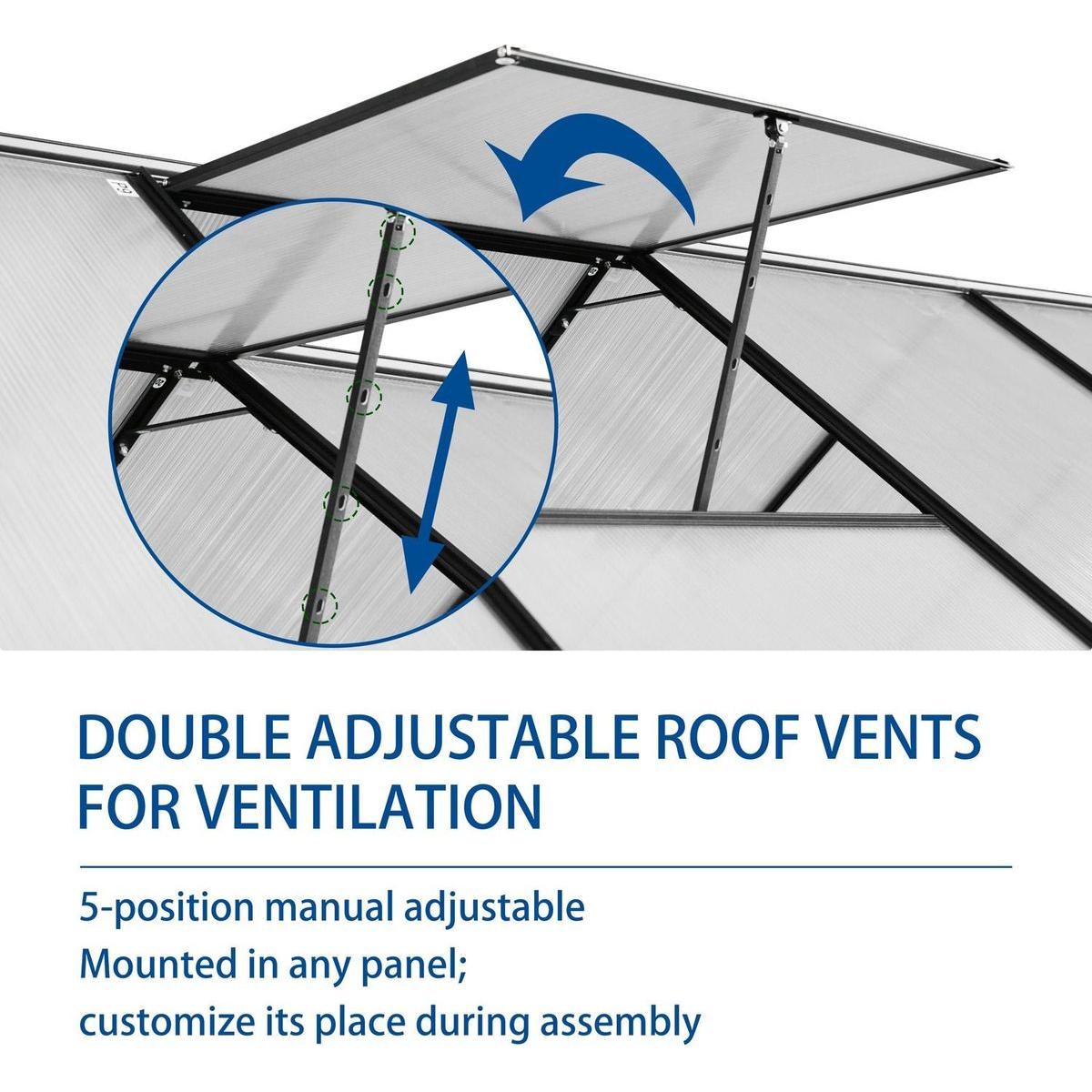 6x12 FT Polycarbonate Greenhouse Raised Base and Anchor Aluminum Heavy Duty Walk-in Greenhouses for Outdoor Backyard in All Season,Black