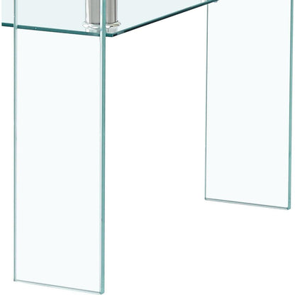 Rectangle Clear Glass Coffee Table, Modern Glass Coffee Table for Living Room, 2-Tier Storage Center Coffee Table,Tempered Glass Tea Table