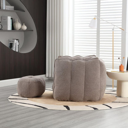 Soft Bean Bag Chair with High Resilient Foam(Chips)for living room and bedroom,Comfortable Square Lazy Sofa with Footstool, Cover for Adults to Gaming, Reading, and Watching TV - Streamdale Furniture