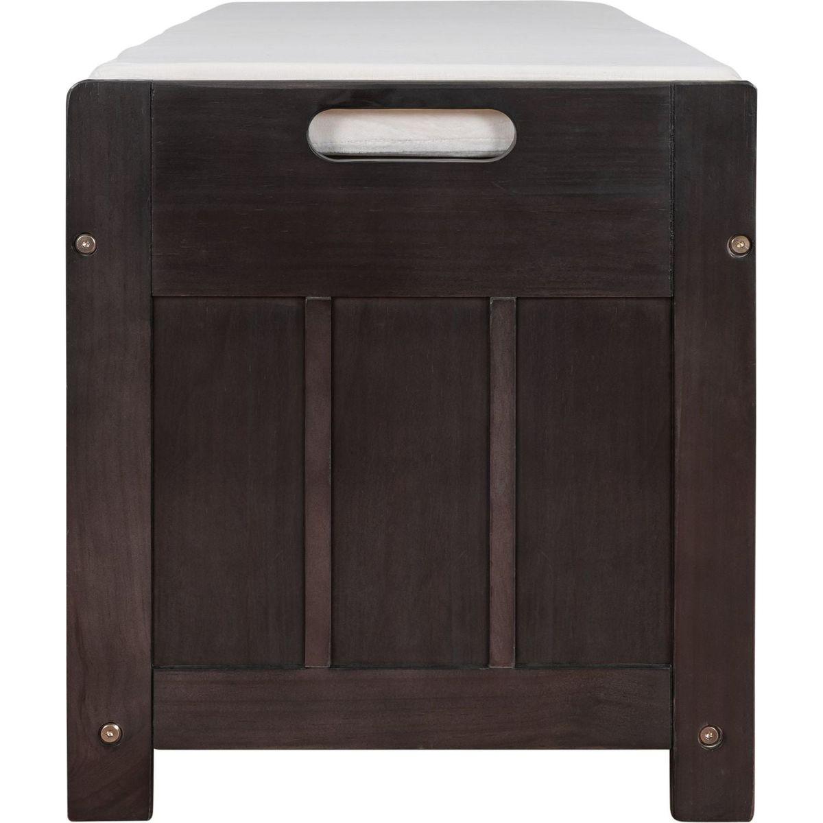 Storage Bench with 3 Shutter-shaped Doors, Shoe Bench with Removable Cushion and Hidden Storage Space (Espresso